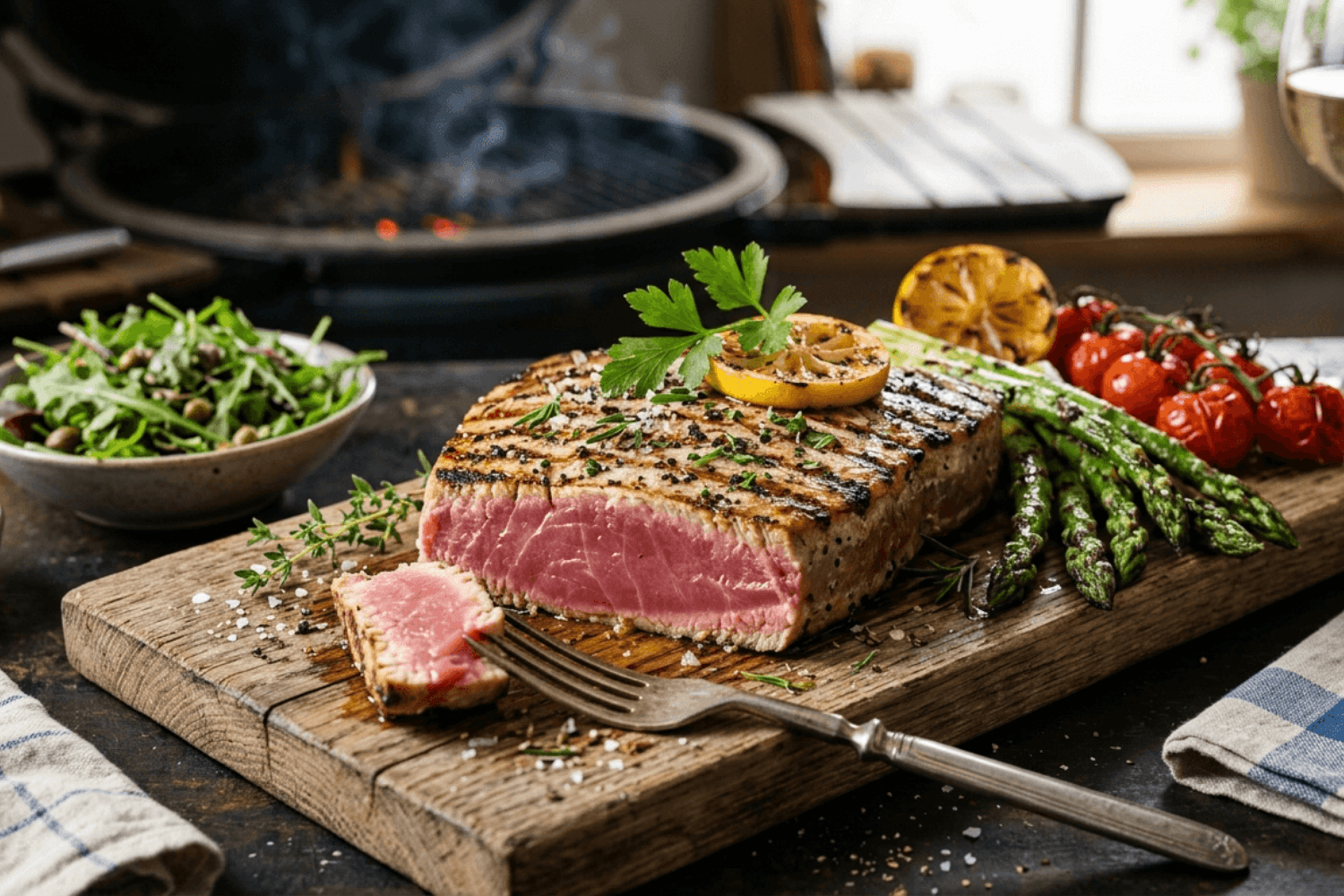 Tuňákový steak na grilu